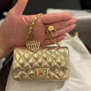 Fashion Mini Bag Charm Gold Quality Leather